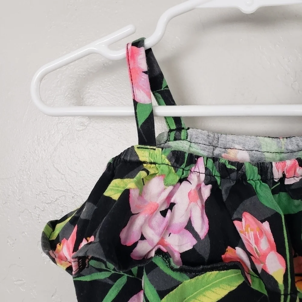 The Children's Place Toddler Girl 4T Cold Shoulder Top Black Tropical Floral